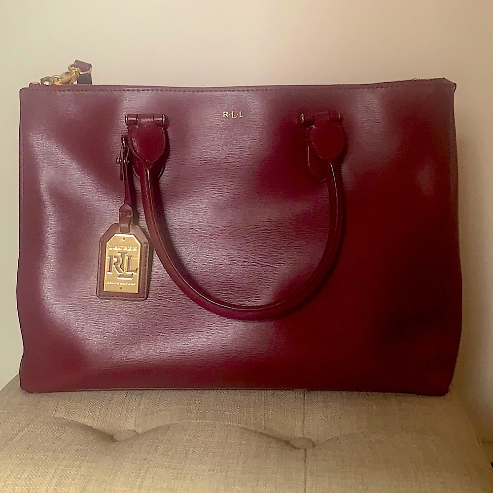 Ralph Lauren Women’s Leather Bag: Burgundy Large Satchel